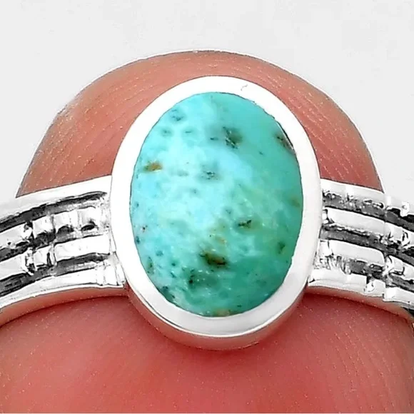 Genuine Azurite Chrysocolla Gemstone ring size 8 - Picture 4 of 4